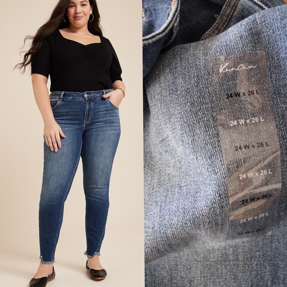 KanCan Denim - Plus Size KanCan Skinny Mid Rise Frayed Hem Jeans NWT Plus Size 24W